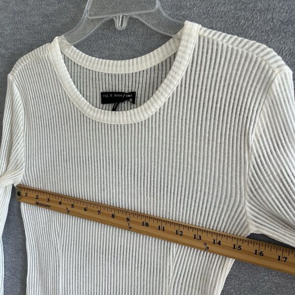 Rag & Bone Y2K Sheer Ribbed Long Sleeve Knit Top Size S Minimalist Capsule Crew - Picture 7 of 13